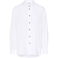 White long sleeve blouse by Kaffe with button-up front, classic collar, and relaxed fit.