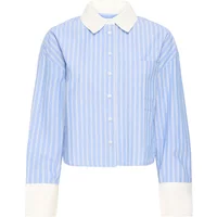 Blue and white striped long sleeve shirt with white collar and cuffs by fransa Ricky 2.