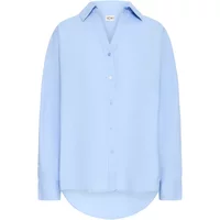 Light blue women's long sleeve shirt by Ichi Estama, featuring a classic collar and button-down front.