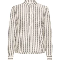 Striped long sleeve shirt by Ichi Fabian, featuring a button-up front and a stand collar.