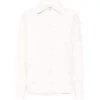White women's long sleeve shirt by Ichi, featuring a classic collar and button-down front.