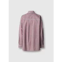 Striped long sleeve shirt by Pepe Jeans, featuring red, white, and blue vertical stripes and buttoned cuffs.