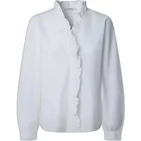 White long sleeve shirt by Pepe Jeans with ruffled collar and cuffs.