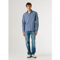 Blue women's long sleeve shirt by Pepe Jeans, featuring a button-up front and classic collar.