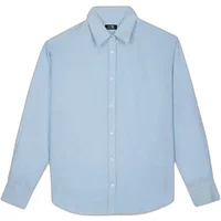 Light blue women's long sleeve shirt by TBS Tahis with button-down front and classic collar.