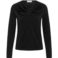 Black women's long sleeve T-shirt with twisted front detail by Soaked in Luxury.
