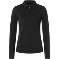 Black women's long sleeve zip polo with collar, sleek design by Super.Natural Lux.
