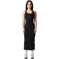Women's black long t-shirt dress by Project X Paris, sleeveless, fitted design, with logo on chest.