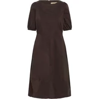 Black O-neck dress by CULTURE Antoinett with short puff sleeves and knee-length A-line silhouette.