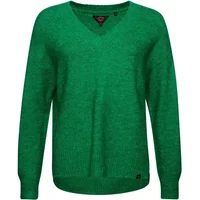 Green women's oversized v-neck sweater by Superdry with ribbed cuffs and hem.