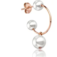 Rose gold post earrings with three white pearls by Isabella Ford Klara.