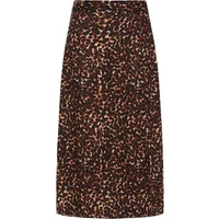 Women's printed skirt Ichi Marrakech 13, knee-length with multicolored abstract pattern on a dark background.