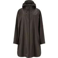 Women's black PU waterproof jacket with hood, long sleeves, and front zipper by Weather Report Flame W-PRO 5000.
