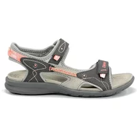 Gray and pink women's Chiruca Mojacar 08 sandals with adjustable straps and cushioned sole.
