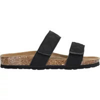Black women's sandals Cruz Liland with two wide straps and cork sole.