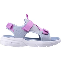 Light blue women's Elbrus Liryco sandals with pink straps and white sole.