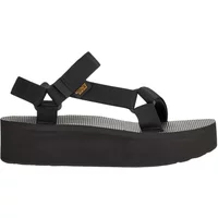 Black Teva Flatform Universal women's sandals with thick platform sole and adjustable straps.