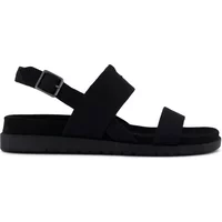 Black TOMS Marin women's sandals with adjustable ankle strap and cushioned sole.
