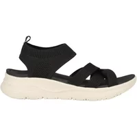 Black Whistler Acerra women's sandals with crisscross straps and white cushioned sole.