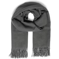 Gray women's fransa Pasmira scarf with fringed edges and soft fabric texture.