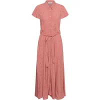 Pink Soaked in Luxury SLArjana women's shirt dress with short sleeves, button front, and waist tie.
