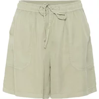 Beige women's shorts CULTURE Clarina with drawstring waist and side pockets.