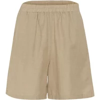 Beige women's shorts CULTURE Lopi Azemina with elastic waistband and loose fit.