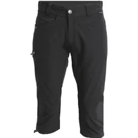 Black Dobsom Moss Capri women's shorts with knee-length cut, front button closure, and side zippered pockets.