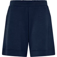 Navy blue women's shorts, fransa Aurora 3, with side pockets and a tailored fit.