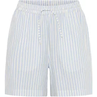 White and blue striped women's shorts with elastic waistband and drawstring, fransa FRBONNIE.