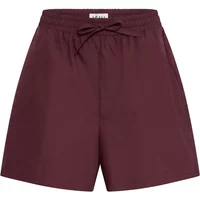 Burgundy women's shorts Ichi IHJALBA with elastic waistband, drawstring, and side pockets.