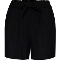 Black women's shorts Ichi Linno 3 with elastic waistband and drawstring.