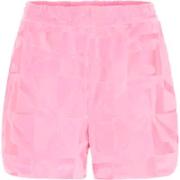 Pink Ichi Nabi 3 women's shorts with elastic waistband and geometric pattern.