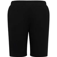 Black women's shorts KAFFE Curve KCannia with elastic waistband and knee-length cut.