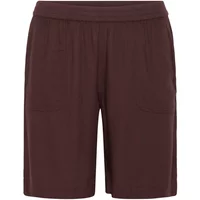 Brown KAFFE Curve KCmille women's shorts with elastic waistband and side pockets.