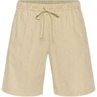 Beige striped women's shorts by KAFFE Curve with elastic waistband and drawstring.