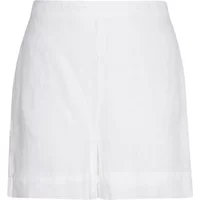 White women's shorts by Moss Copenhagen, featuring a straight cut and subtle front pleat.