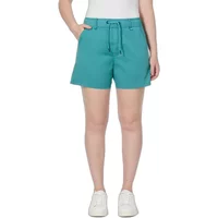 Teal Ragwear Loral women's shorts with tie belt, side pockets, and casual fit.