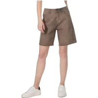 Brown Ragwear Norny women's shorts with belt loops, front pockets, and knee-length cut.