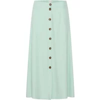 Mint green women's skirt with front button closure and A-line silhouette by Atelier Rêve Irleono.