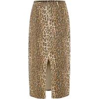 Leopard print women's skirt CULTURE CUAliena with front slit and knee-length design.