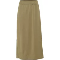 Khaki women's skirt CULTURE Hara Chabrina, midi length, side button details, elastic waistband.