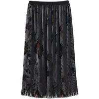 Black pleated Desigual skirt with floral pattern and elastic waistband.