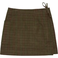 Brown plaid women's skirt Element Westward with side tie detail and subtle check pattern.