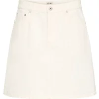 White Ichi Aveny women's skirt with button closure, belt loops, and subtle seam detailing.