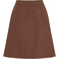 Brown A-line women's skirt Ichi IHFanty with a fitted waistband and knee-length hem.
