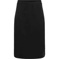Black women's skirt KAFFE Curve KCAnnita, knee-length, straight cut, with a smooth finish and elastic waistband.