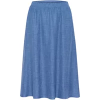Blue KAFFE Curve KCEllie women's skirt, knee-length with a subtle textured pattern and elastic waistband.