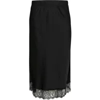 Black KAFFE Curve KCHilla women's skirt with lace hem and elastic waistband.