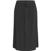 Black KAFFE Curve KCMille women's skirt with a drawstring waist and knee-length hem.